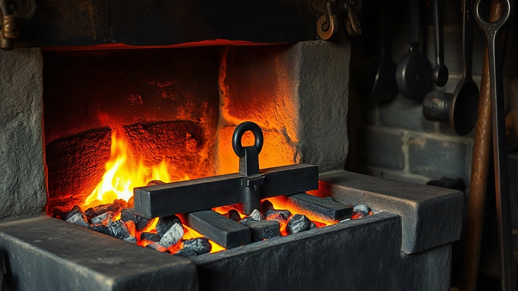 Coals at working heat in a blacksmith's hearth